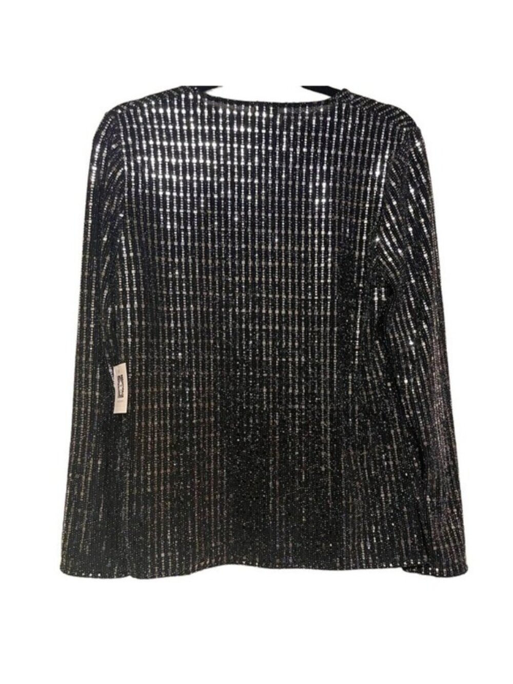 Anne Klein Sequin Jacket Size S Black Silver Sparkle Long Sleeve Open Front NWT - Picture 3 of 12